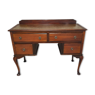 Old desk in cherry and green leather