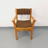 Vintage armchair in pine and fabric from the 80s