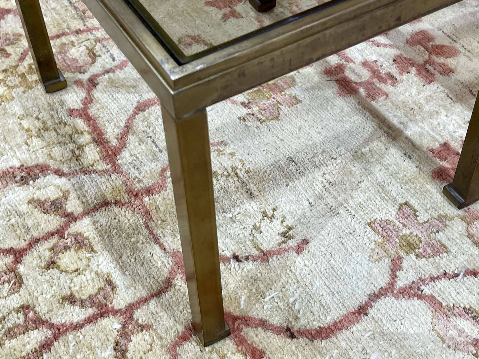 Set of 3 brass nesting tables by Guy Lefevre for Maison Jansen