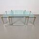 T53 Coffee and Side Tables in Brass and Glass by Peter Ghyczy, 1970s, Set of 3