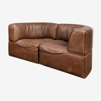 Midcentury vintage design leather modular sofa De Sede DS15