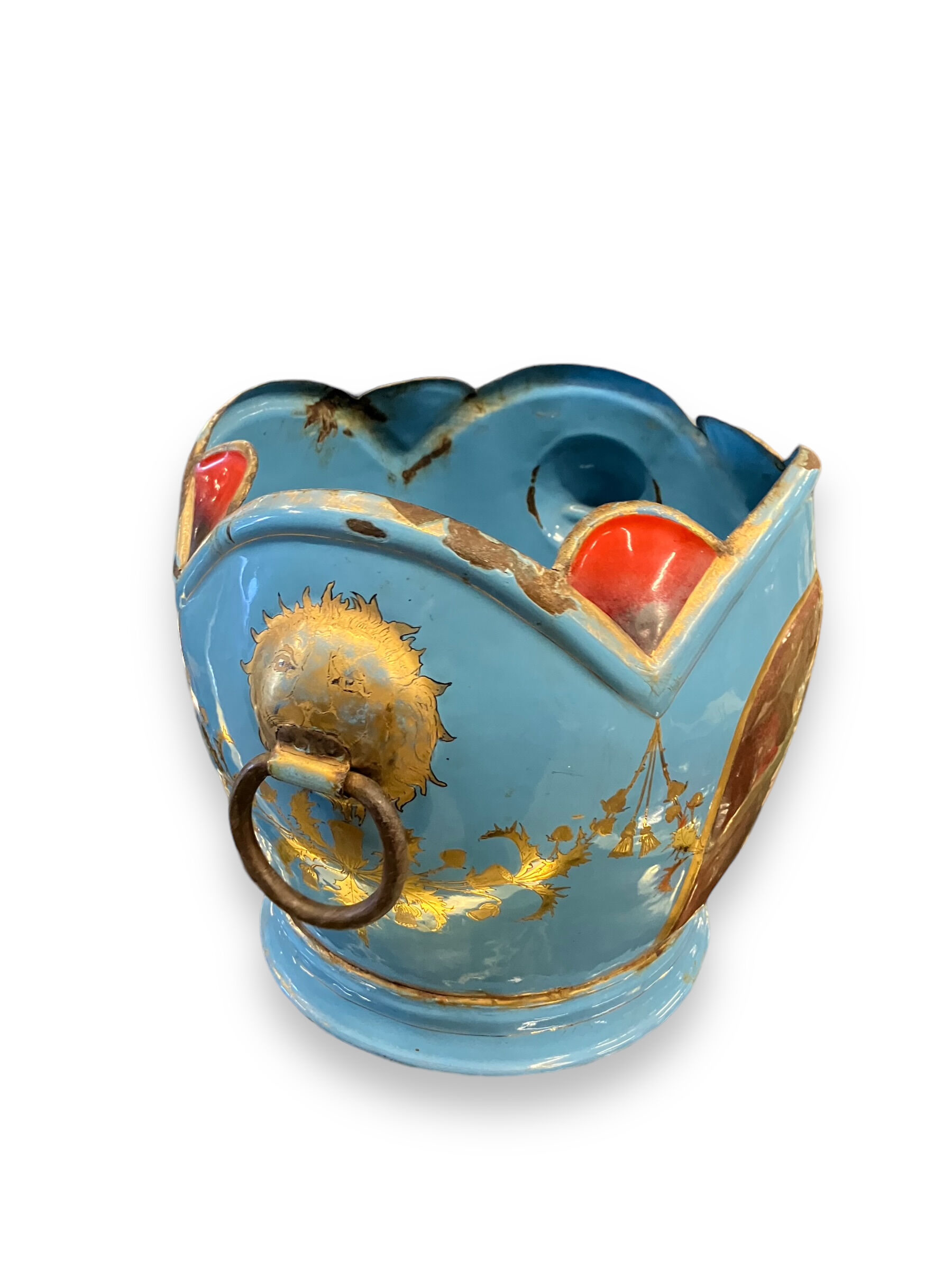 Planter In Early Painted Enamelled XIXth Signed E. Corrier
