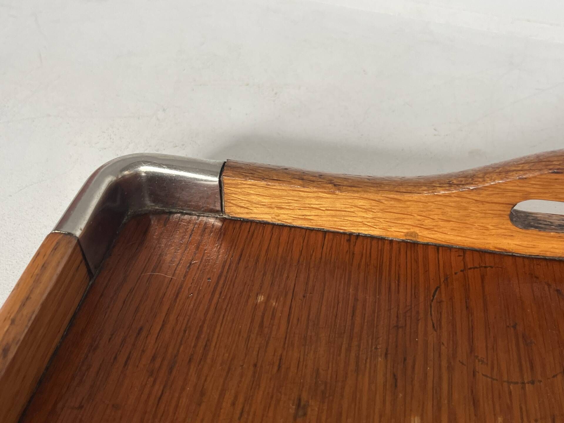 Wood and metal serving tray