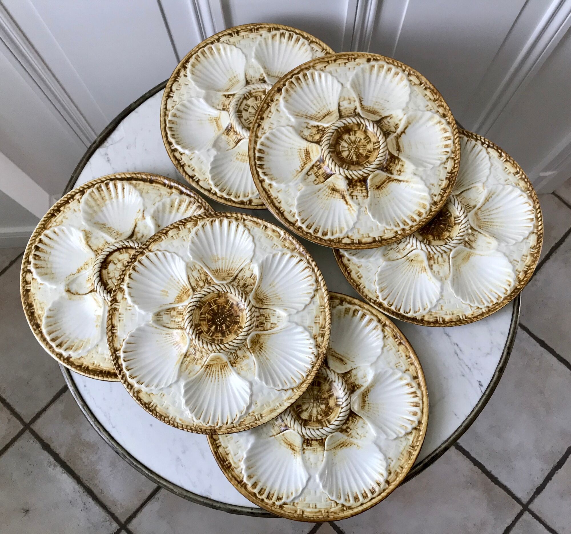 Set of 6 Oyster Plates Longchamp years 50-60