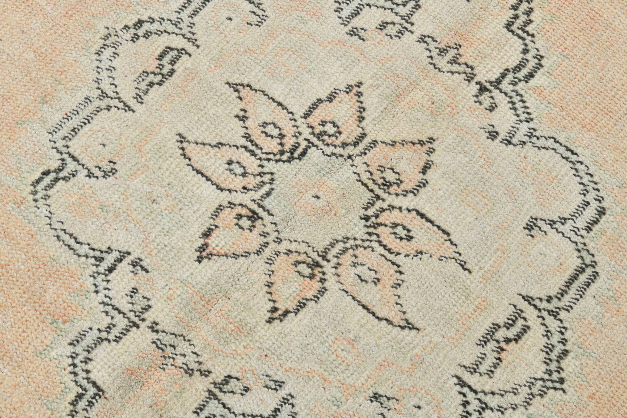 5x9 Soft Orange Handwoven Vintage Persian Rug, 157x263 Cm