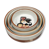 3 ceramic illustration Guy Mocquet for the secours populaire vintage 70's