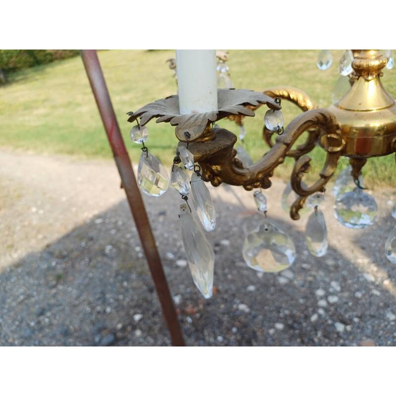 19th century bronze chandelier with tassels