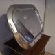 old large silver tray with gold metal handle Italian vintage 1970 1980