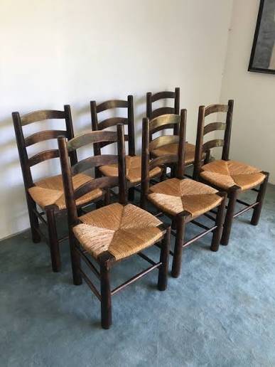 6 chaises brutalistes de Georges Robert, 1960