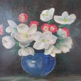 Vintage painting bouquet of daisy flowers and buttercups