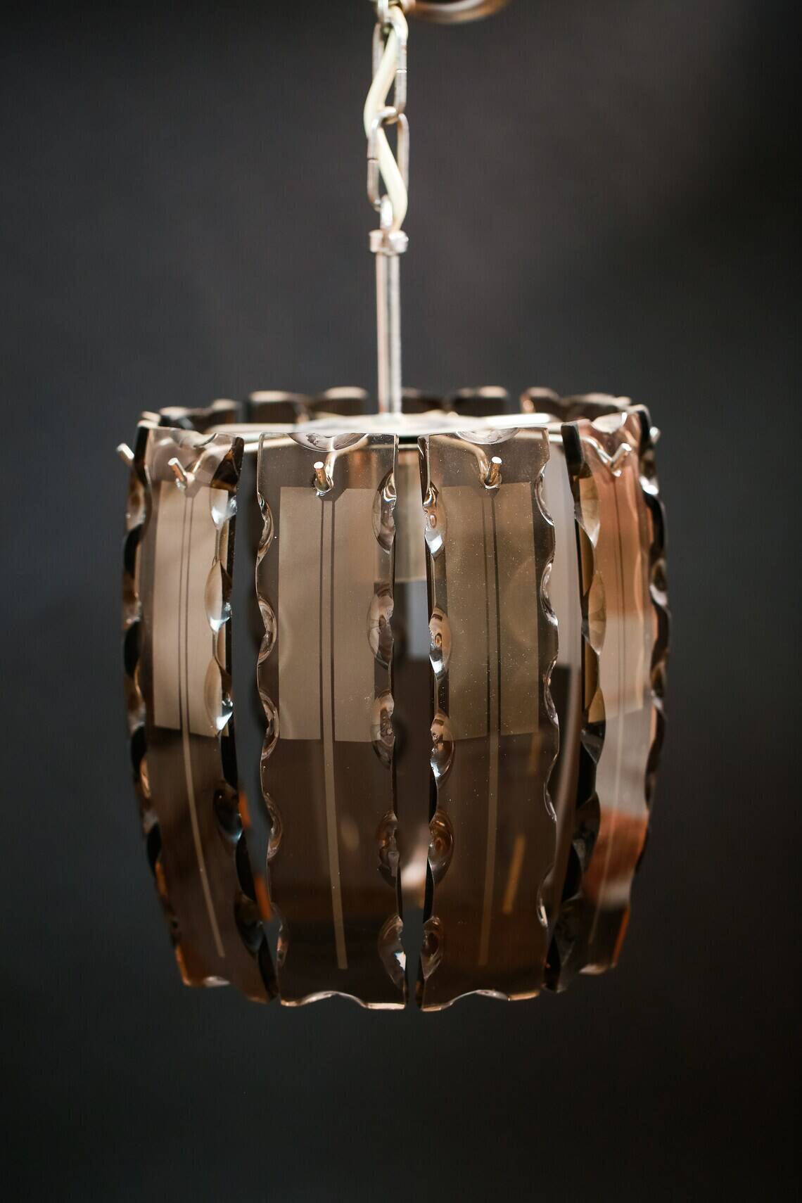 Vintage VECA Murano Glass Chandelier - 1970s Italian Pendant Lamp