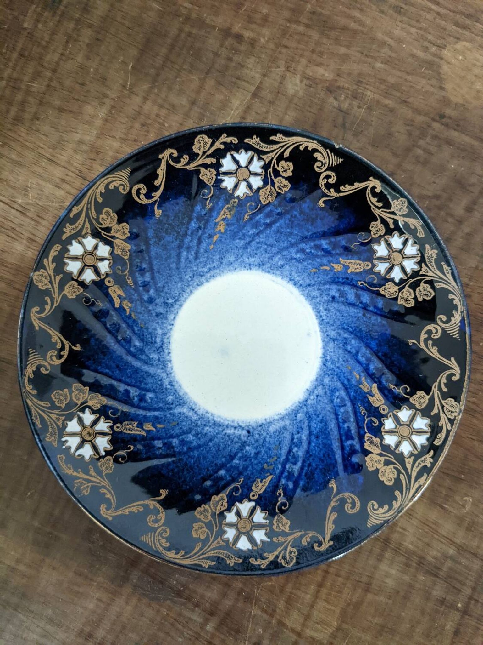 Set of two large Lunéville cups and saucers