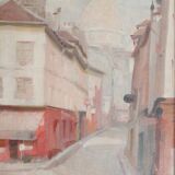R. Joly "Rue Norvins in Montmartre with a view of the Sacré-Cœur" oil on canvas