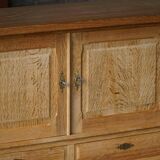 Brutalist Danish enfilade from the mid-century in oak by Henning Kjærnulf, 1960s.