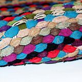 American braided handmade vintage rug 97cm x 125cm 1960, 1C71