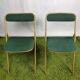 Lot of 4 folding chairs striped fabrics and green metal year 60