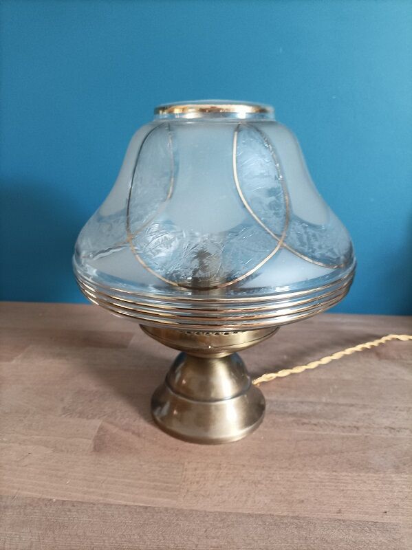 Living room lamp globe art deco gold border base brass dp 0723030