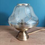 Lampe salon salle globe art déco liseré doré base laiton dp 0723030