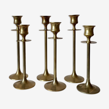 6 german brass candleholders