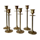 6 german brass candleholders