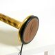Large 1960s brass column-style table lamp with frosted glass globe