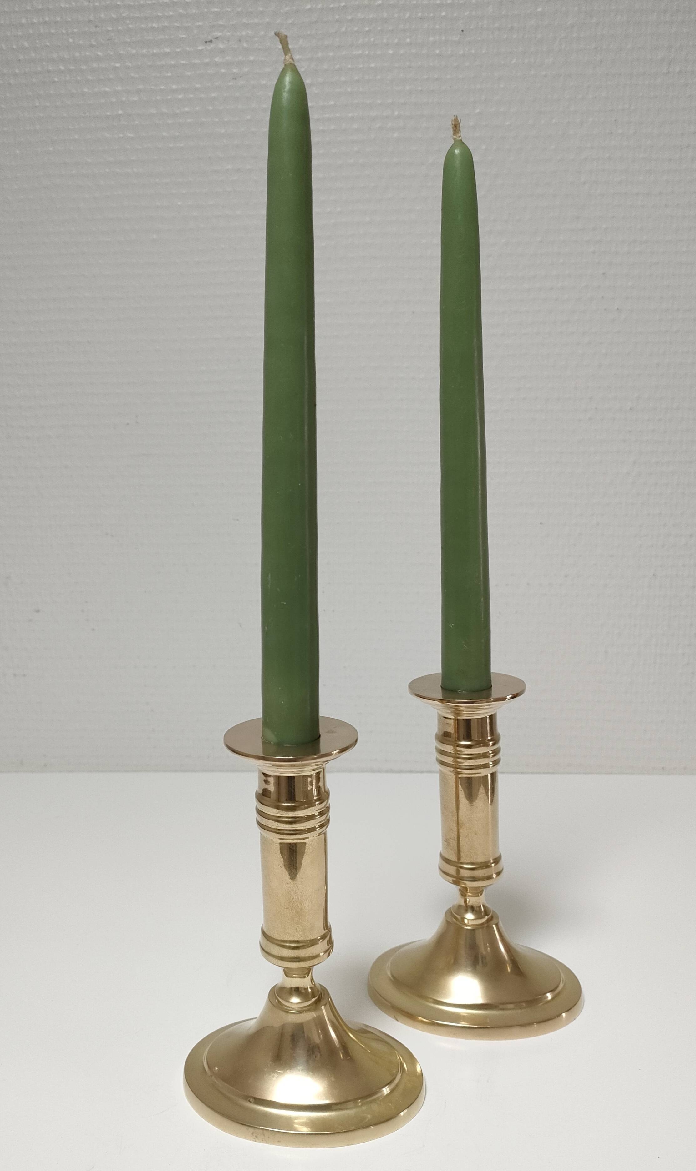 Pair of solid scandinavian danish handmade brass candle holders vintage