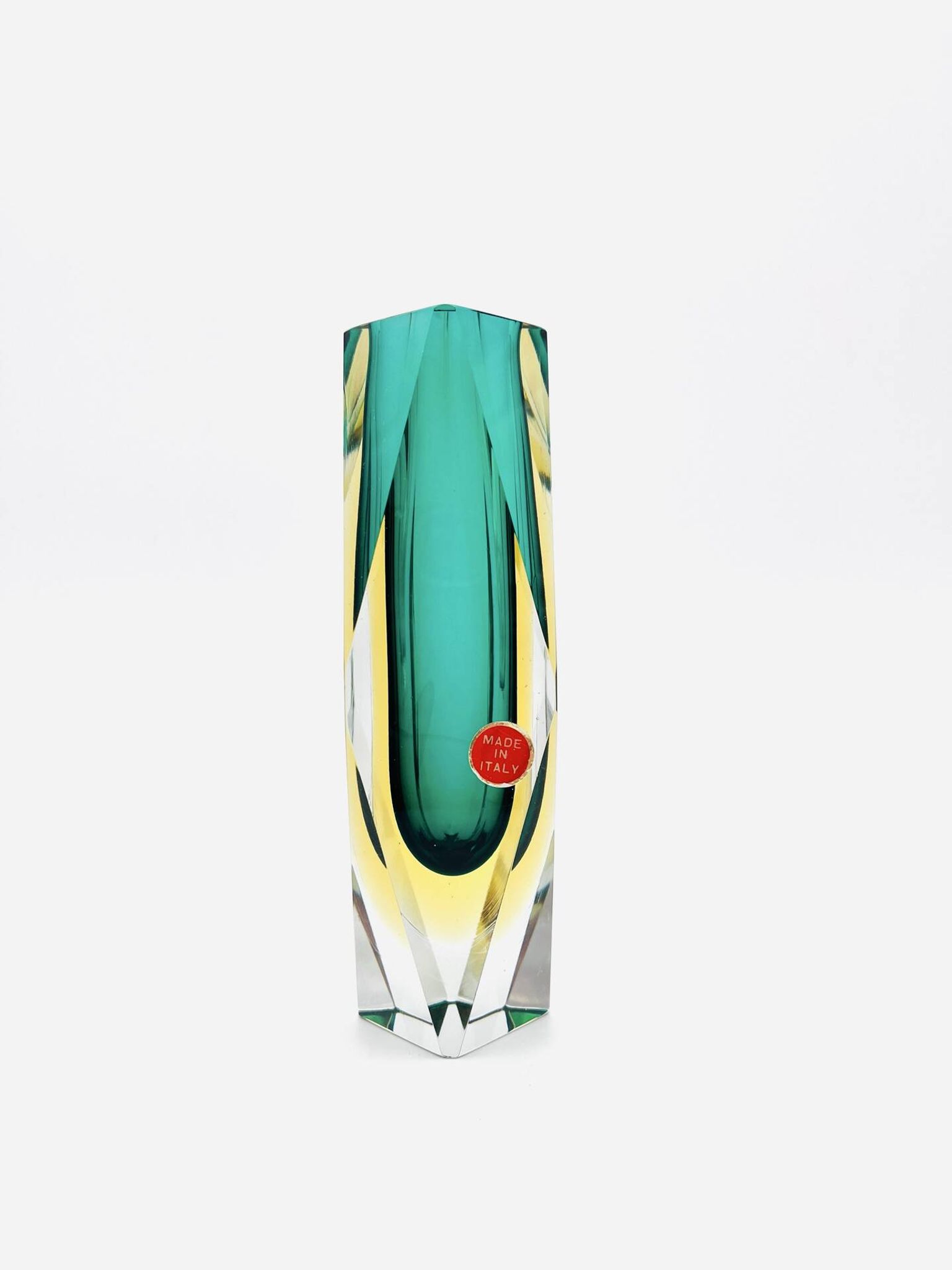 Flavio Poli vase for Seguso - Sommerso - Murano Green & Amber - 1960