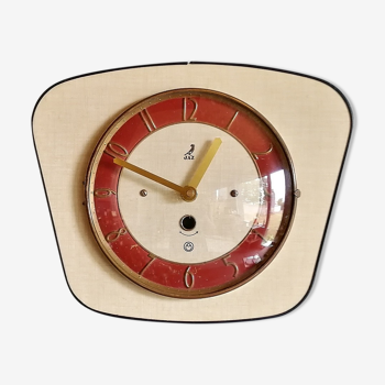 Vintage formica clock silent wall clock "Jaz pale yellow"