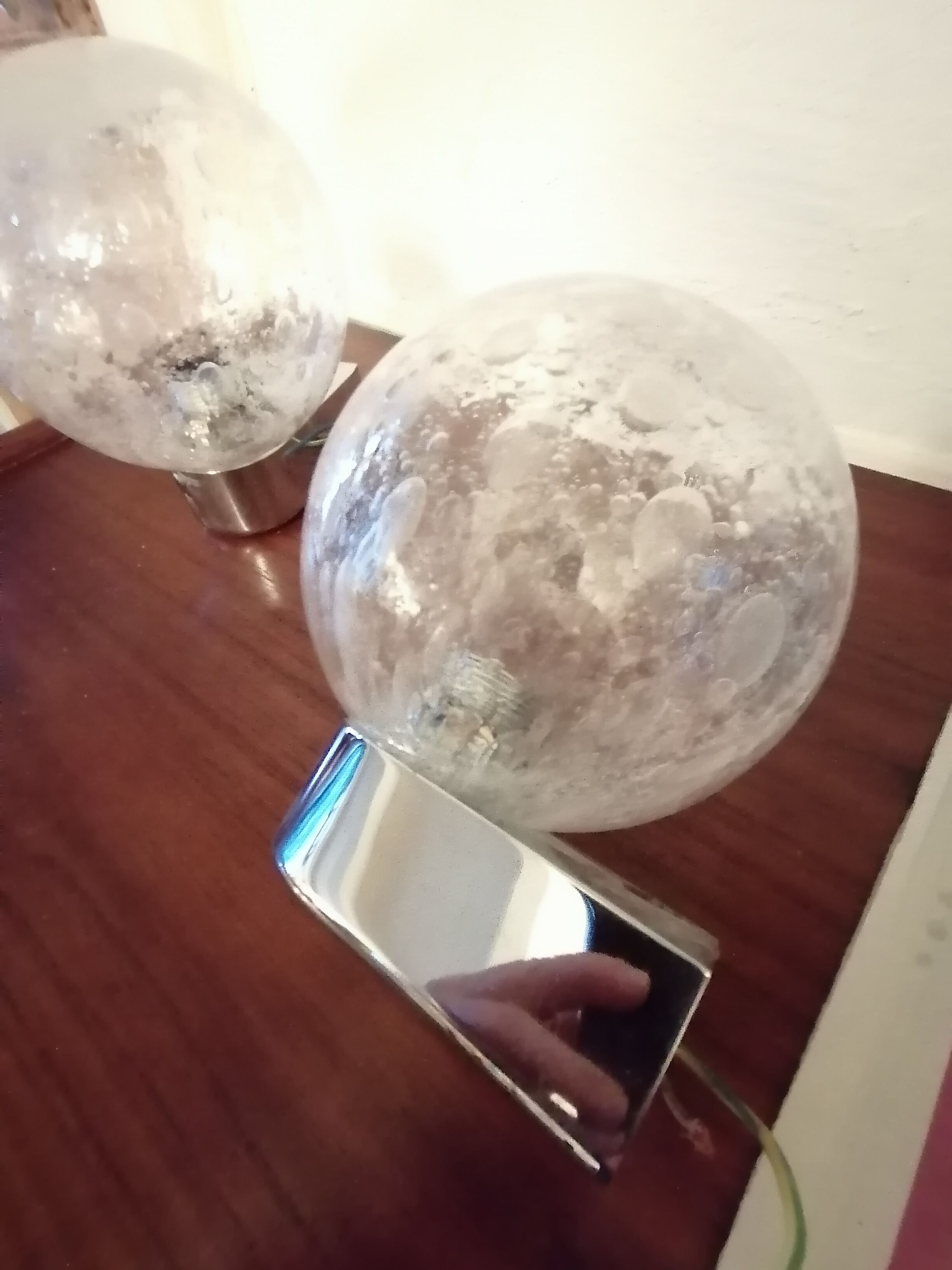 Lot of 2 applied vintage chrome wall balls