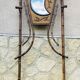 Bamboo coat rack from the 19th century, mirror in the shape of a crescent moon.