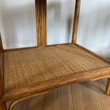 Pair of rattan bedsides and vintage bamboo