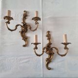 Pair of Louis XV style bronze candlesticks, Raphael model