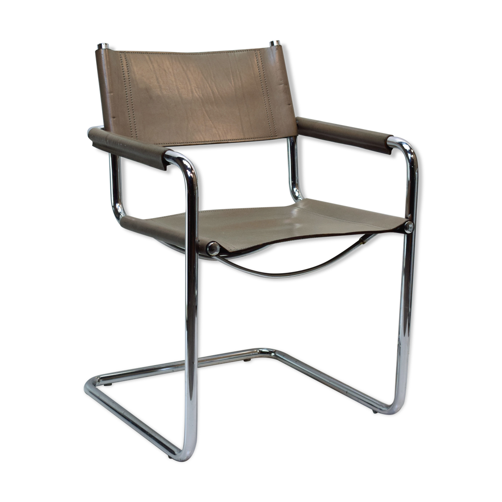 Armchair by Matteo Grassi grey leather Selency