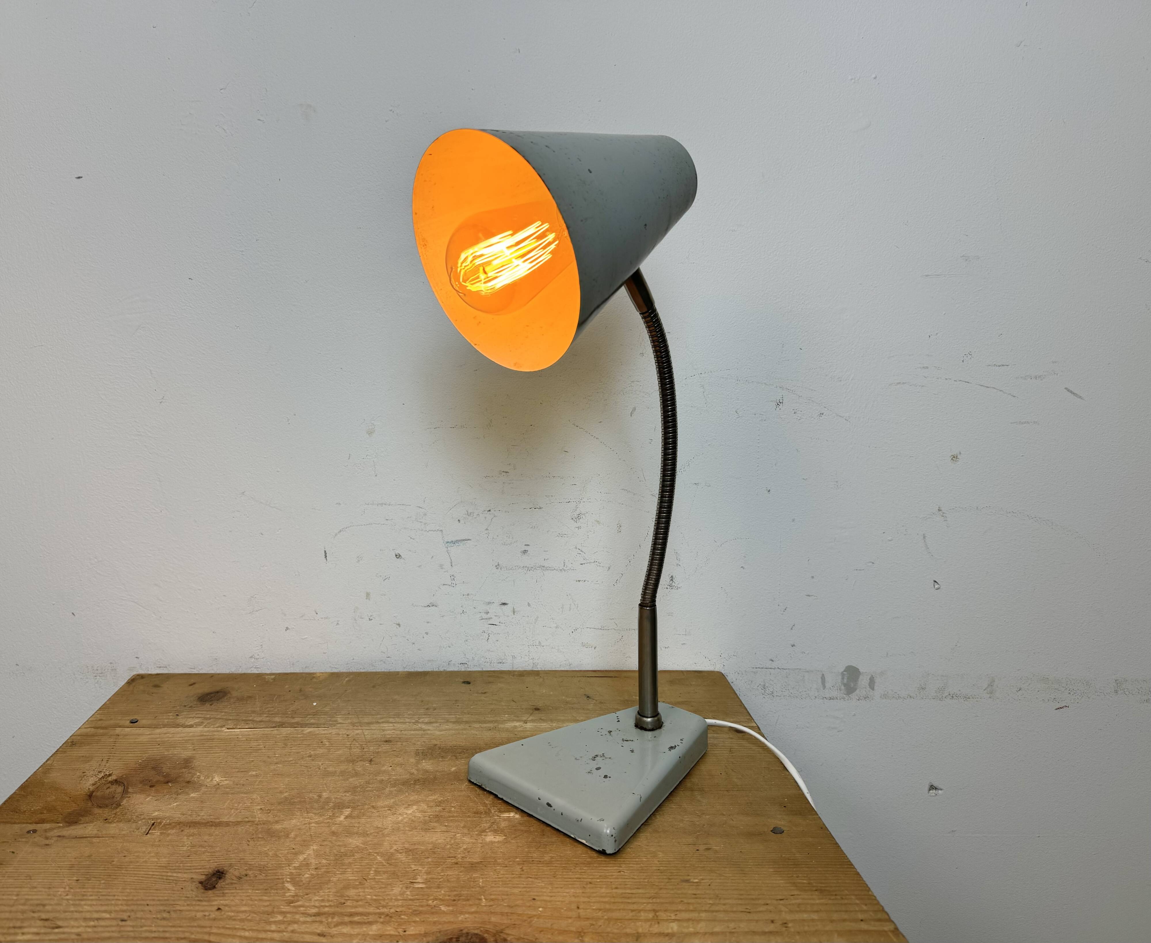 Grey Industrial Gooseneck Table Lamp from Zaos, 1960s