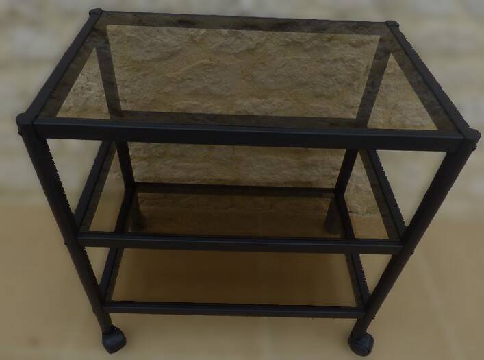 Erard design brand modern serving table with glass shelves and aluminum structure