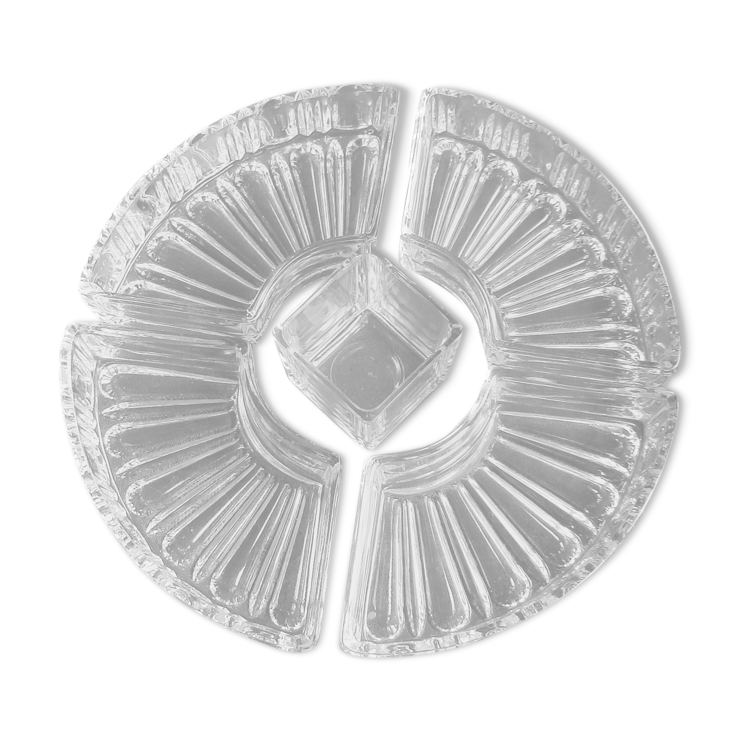 Petit plat rond ancien serviteur en verre - Collection