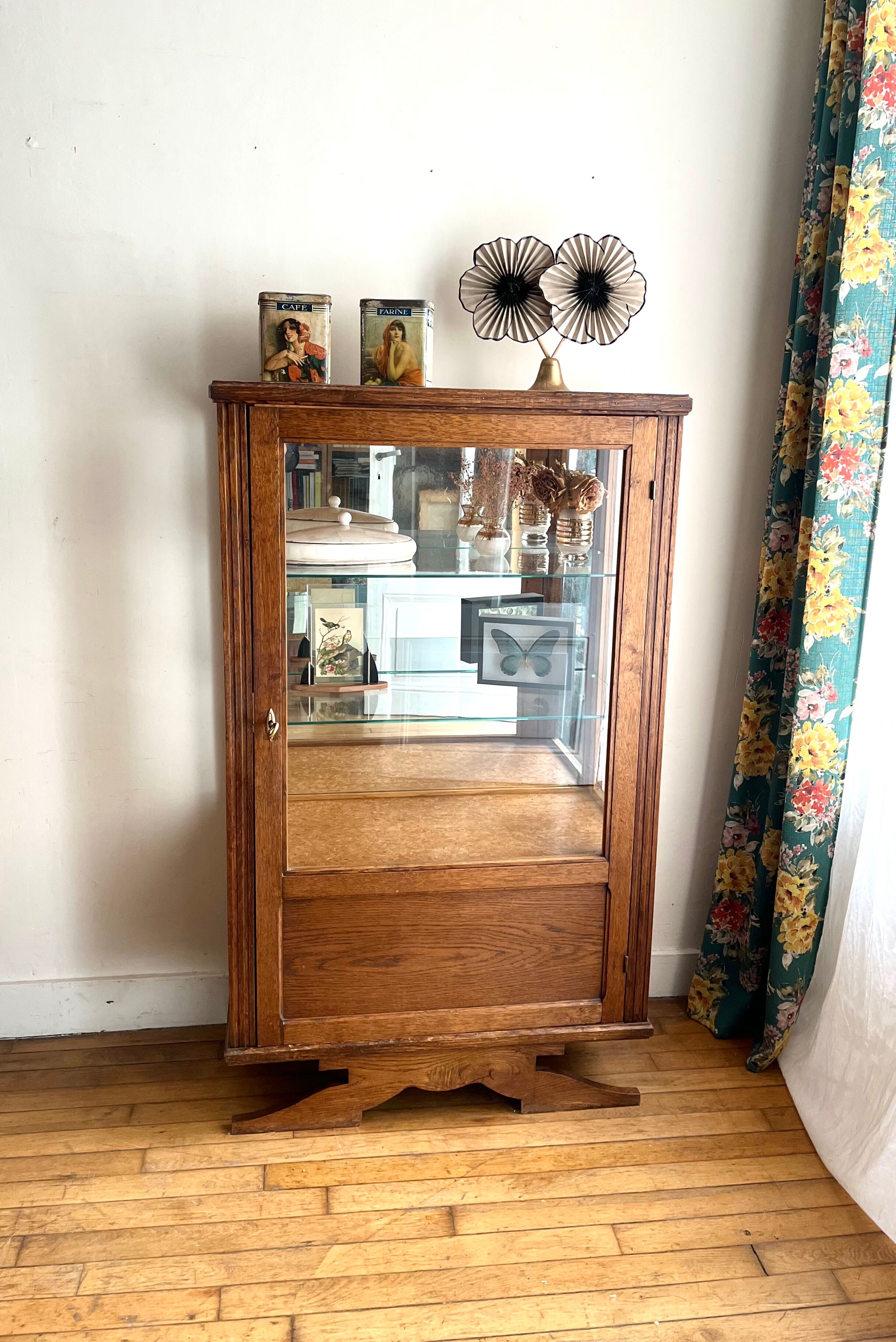 Antique oak window foot mustache