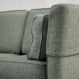 Mid-Century Cherry Wood Three-Seater Sofa