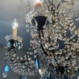 Antique cage chandelier with rock crystal pendants