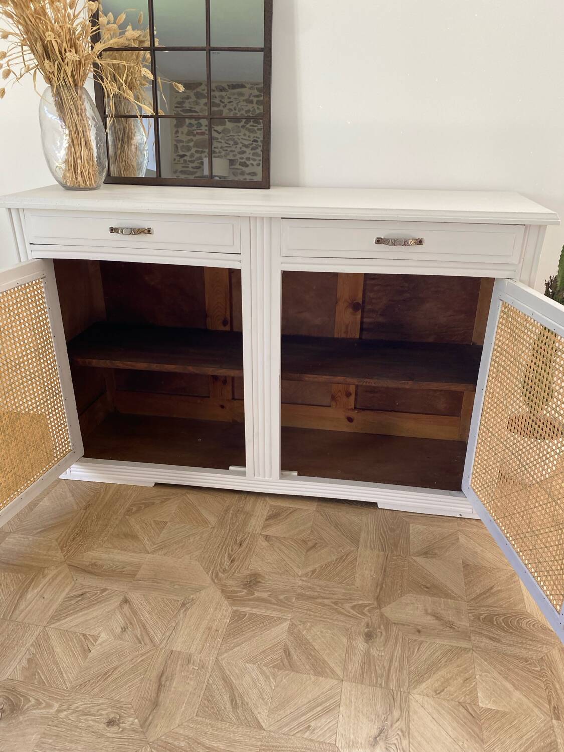 Buffet en bois 2 portes cannage