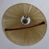 Teak and sisal ceiling lamp from Temde, 1960s