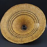 Rattan chandelier and lampshade - circa 1970