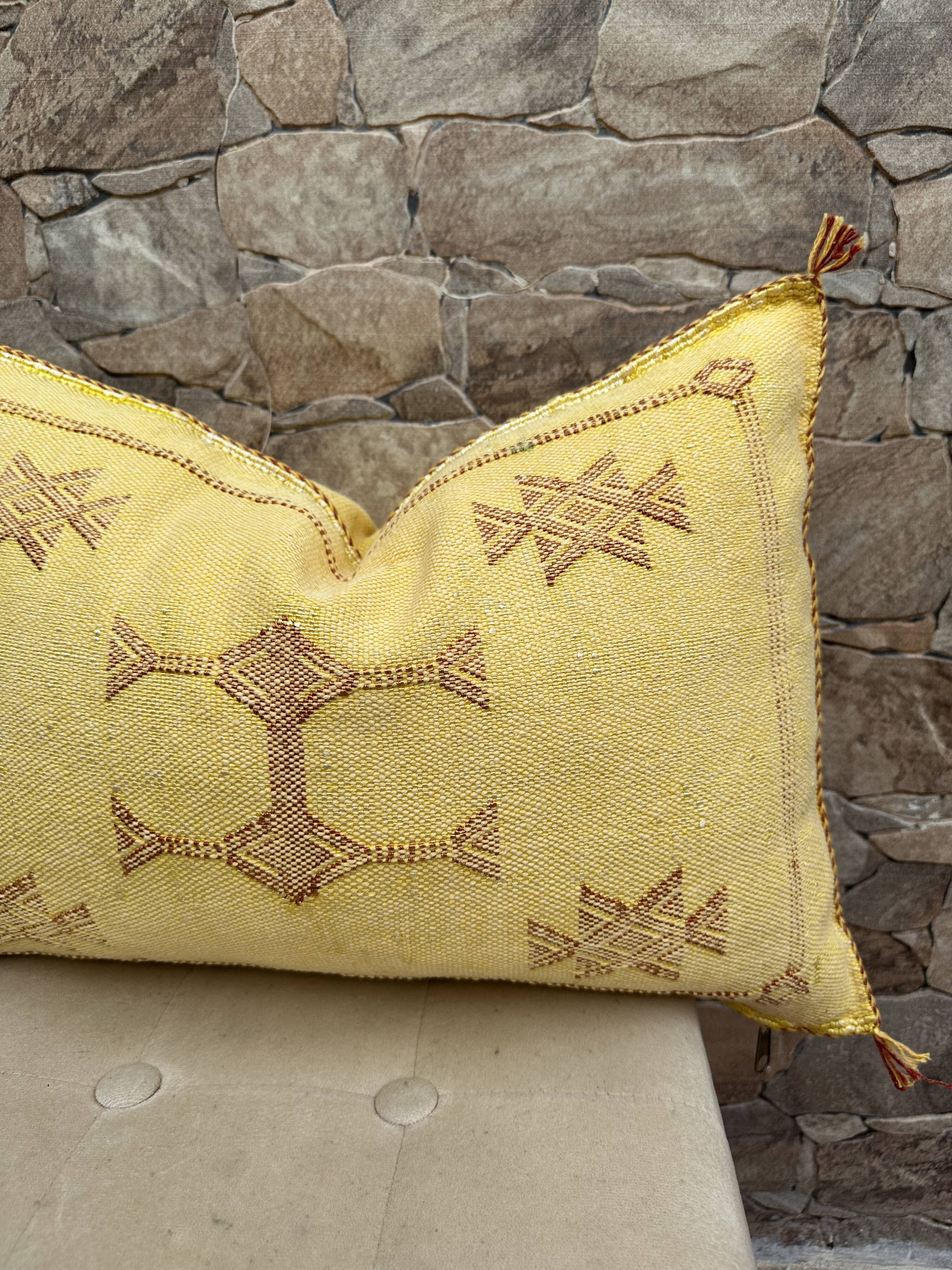 Coussin marocain en soie de cactus, coussin en soie Sabra, coussin