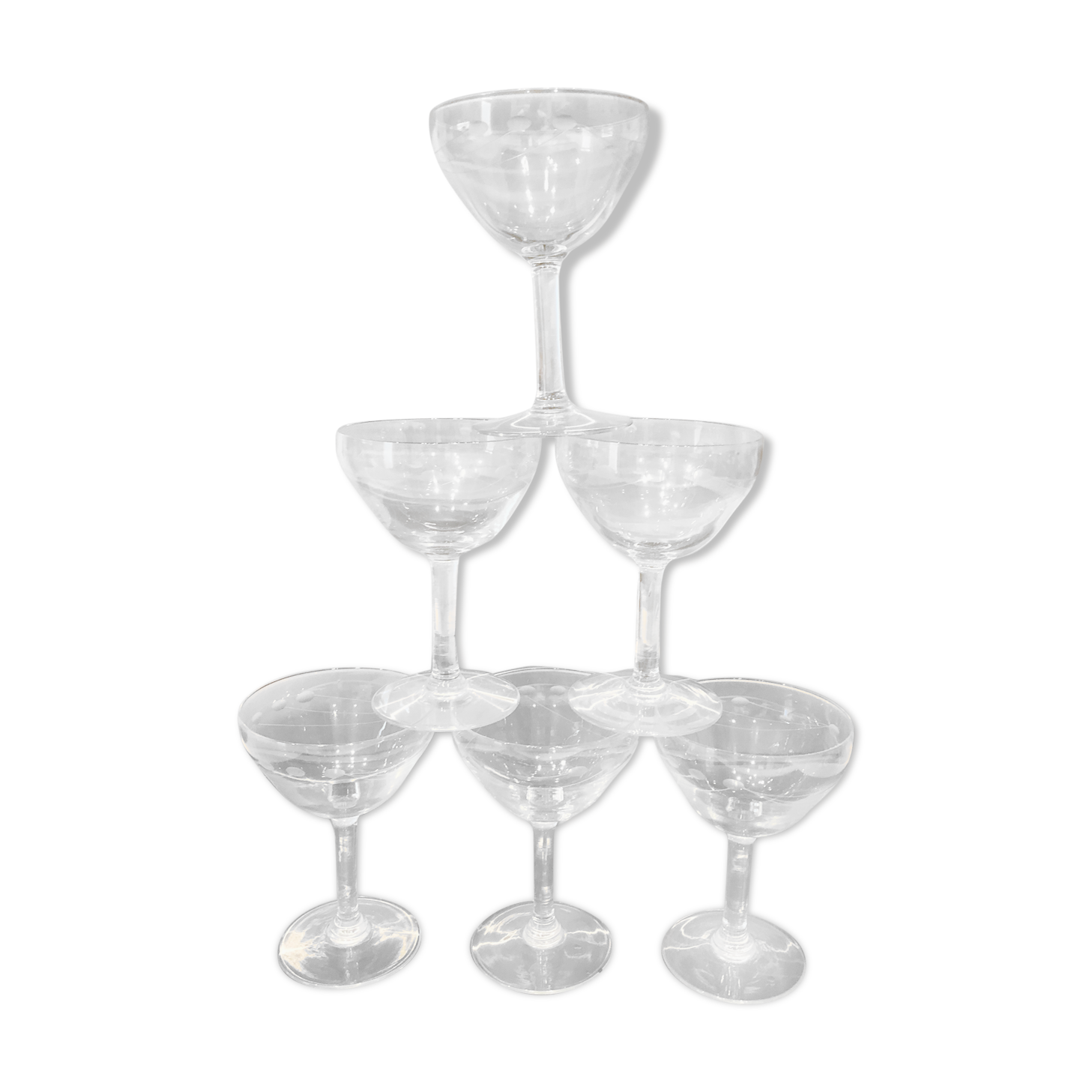 Set of six crystal cups