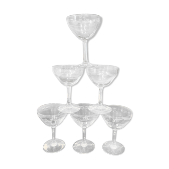 Set of six crystal cups