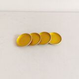 Set of four enameled coasters - ashtrays in original yellow color.