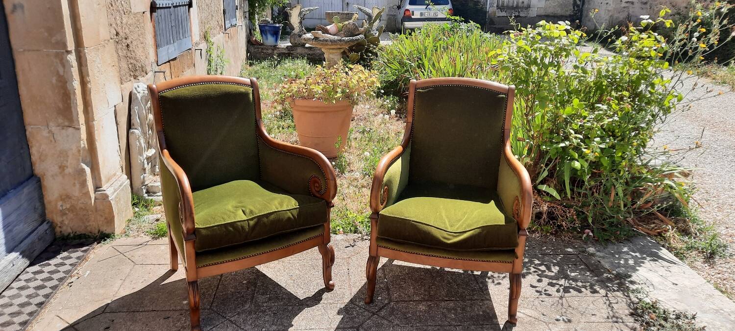 Pair of bergère armchairs
