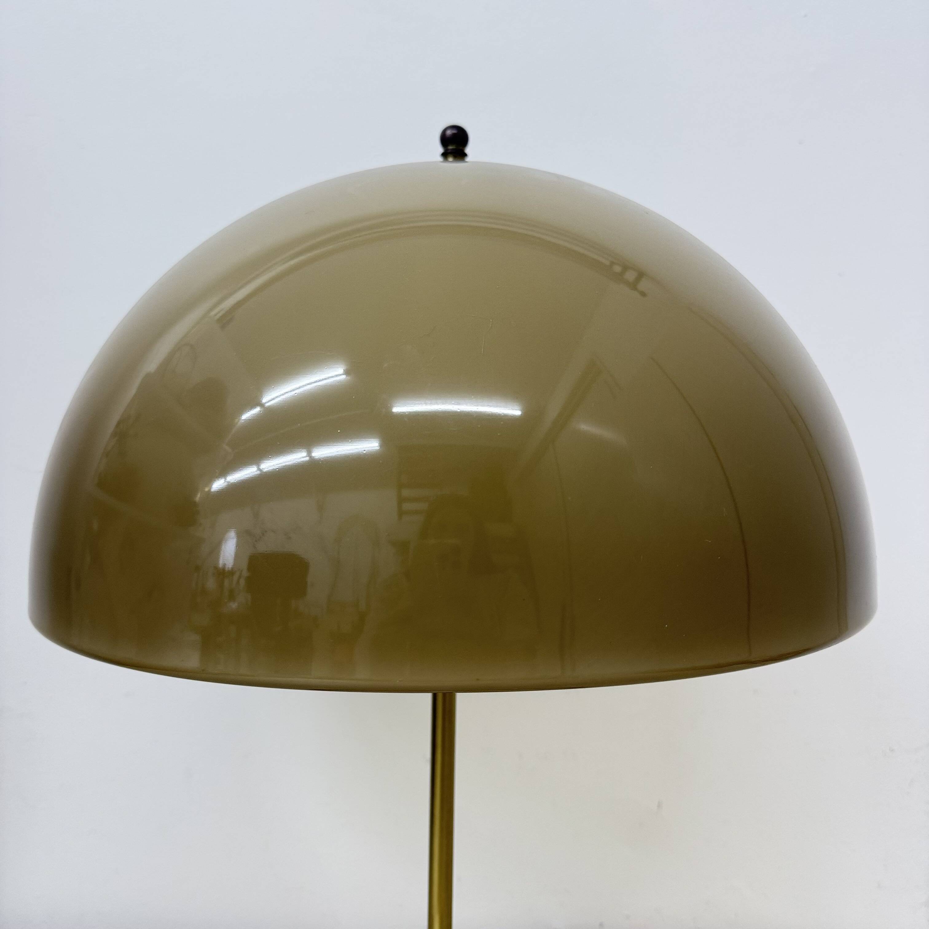 Vintage Mushroom table lamp with gold metal base , 1970s