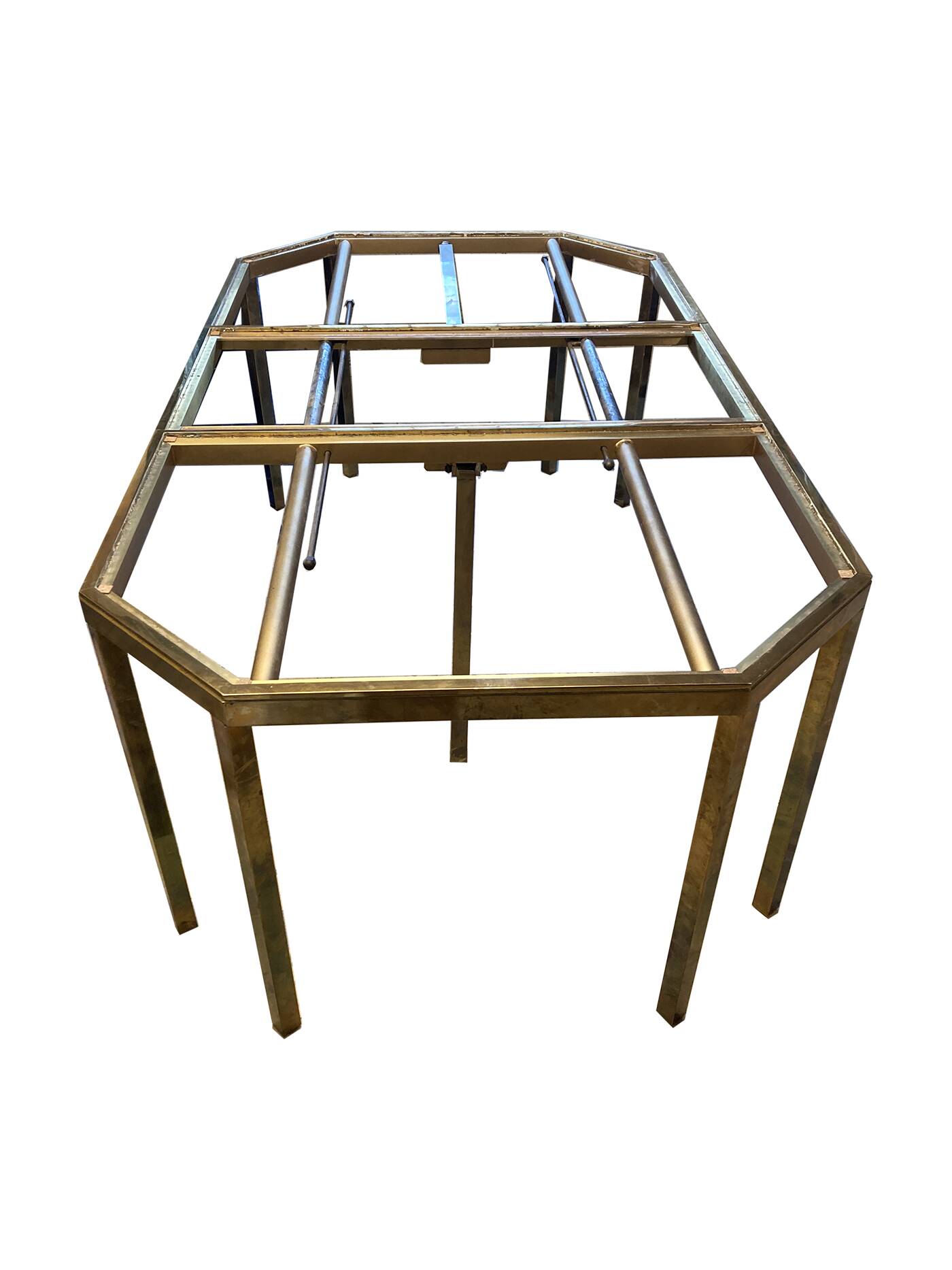 Coffee table in solid brass and black opaline. 1970