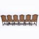 Six Antique Italian Neo-Renaissance Walnut Dining Chairs in Genuine Leather